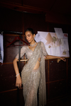 Silver Draped Saree Set