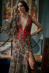 Floral Embroidered Sheer Gown