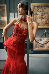 Red Floral Corset Gown