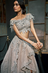 Ivory Draped Trail Lehenga