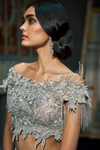 Ivory Draped Trail Lehenga