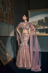 Embellished Mermaid Lehenga with Draped Cape