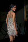 Silver Embroidered Mini Dress